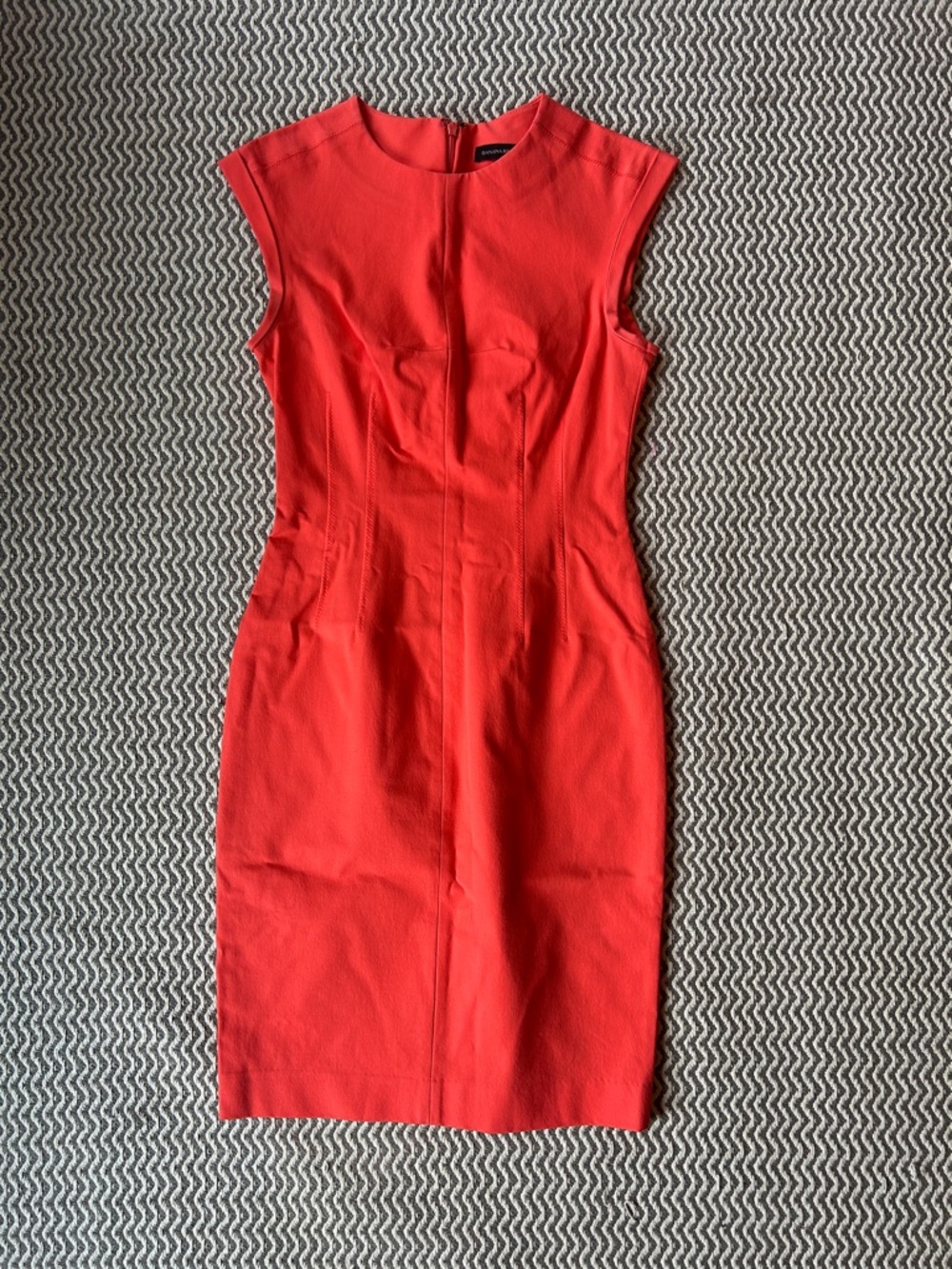 Banana Republic Coral-Red Sleeveless Midi Sheath Dress